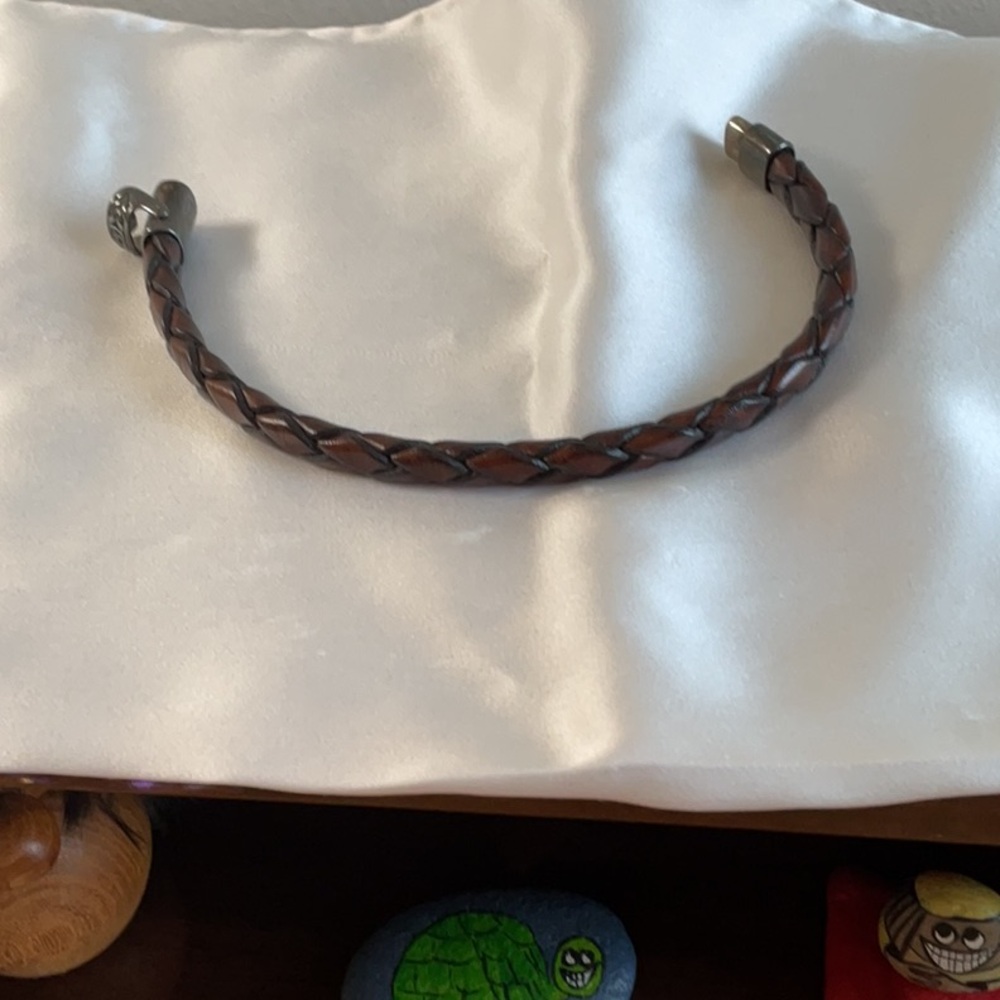 Brown Braided Leather Bracelet